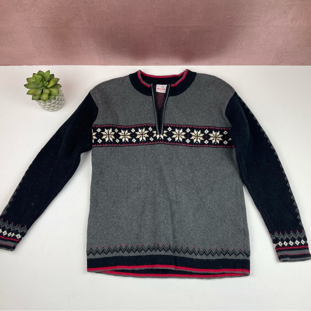 Hanna Andersson Black White Red Snowflake Sweater Knit Girl Size 10